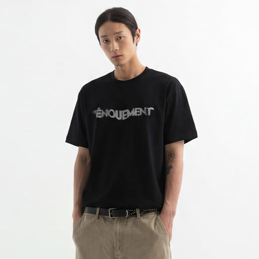 DRONKOO 2026 圆领前字母牙签印后印花微阔短袖T恤 商品图2