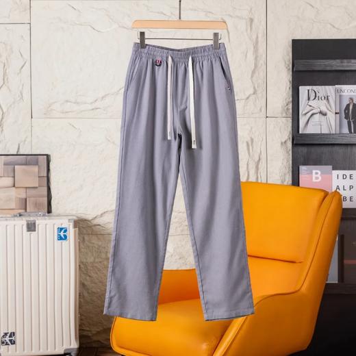 F033129夏季小直筒百搭圣品棉麻纯色简约松紧腰男士宽松休闲棉麻长裤 商品图5