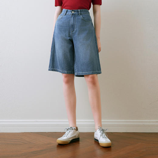 【商场同款】诗凡黎复古高阶牛仔裤2025夏新款五分裤女3G4250691 商品图0