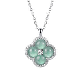 【宏艺珠宝】玉叶清辉·银s925项链镶嵌翡翠