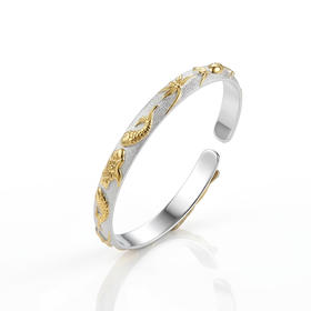 【宏艺珠宝】锦鲤戏莲·足银手串