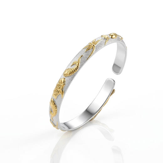 【宏艺珠宝】锦鲤戏莲·足银手串 商品图0