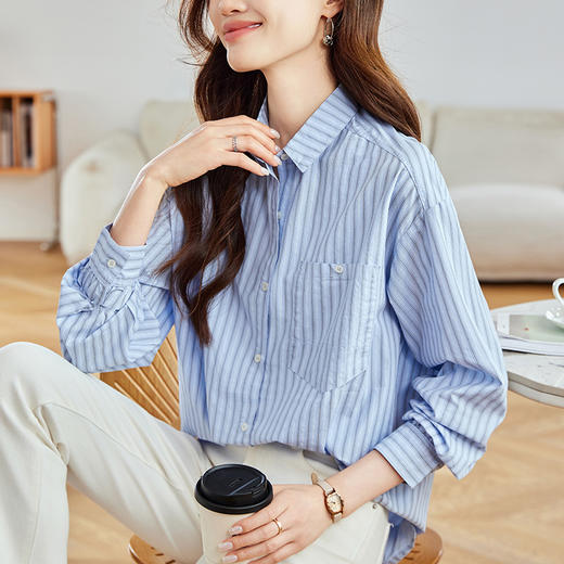披肩条纹衬衫 | 温柔又显瘦，通勤约会都能穿！ 商品图1
