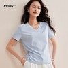 免烫抗皱80支长绒丝光棉丝滑凉感短袖V领正肩T恤 商品缩略图0