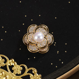 子佩集【花簇嘉祥】珍珠惜王妃胸针【XXXZ277】镀金山茶花2602