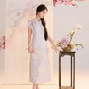 【暮山紫烟】三彩2026夏季新款新中式连衣裙提花长裙开叉C 商品缩略图1