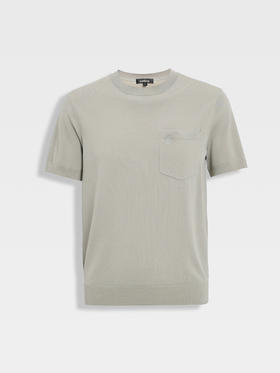 callisto绿色进口三醋酸混纺针织短袖T恤