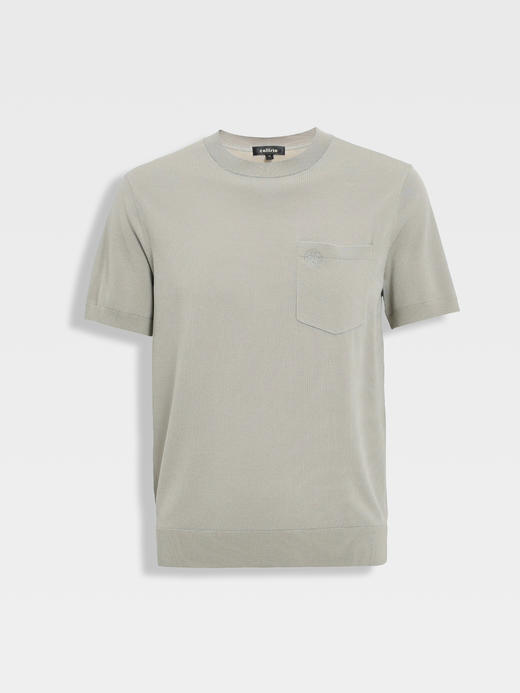 callisto绿色进口三醋酸混纺针织短袖T恤 商品图0