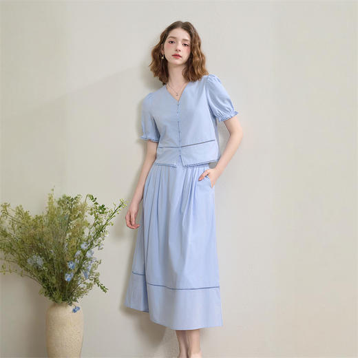 【限时秒杀】法式温柔气质通勤风套装女夏季衬衫搭半身裙两件套LXD50903 商品图0