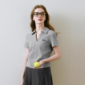 【商场同款】诗凡黎Polo领短袖T恤25夏新款显瘦针织上衣3G4200521