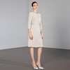 IWY/米色七分袖连衣裙女收腰显瘦职业裙装通勤干练美容院工作服25Q867 商品缩略图3