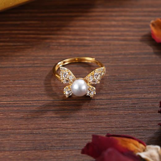 子佩集【绚烂重生】银S925珍珠惜王妃戒指【R2122】双色蝴蝶2602 商品图1