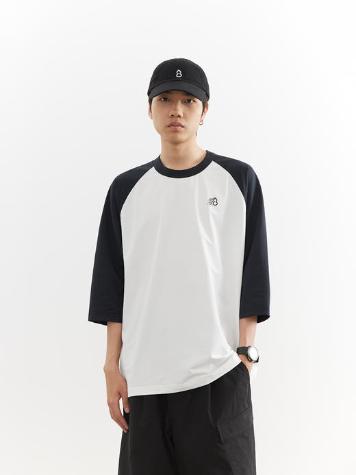 吃茶去chichaqu26春夏速干防晒凉感拼色插肩七分短袖T恤户外运动 商品图1