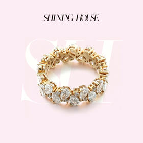 ShiningHouse[培育] 18k金钻石戒指 排钻戒指2克拉钻人工真钻人造钻石K金戒指设计感豪华群镶钻石戒指悦己送礼臻选【此商品不支持7天无理由退货退款】预计3日发货