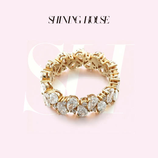 ShiningHouse[培育] 18k金钻石戒指 排钻戒指2克拉钻人工真钻人造钻石K金戒指设计感豪华群镶钻石戒指悦己送礼臻选【此商品不支持7天无理由退货退款】预计3日发货 商品图0