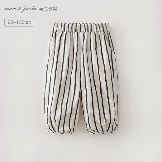 马克珍妮复古条纹女童休闲纯棉长裤2026年夏装新款560981 商品图0