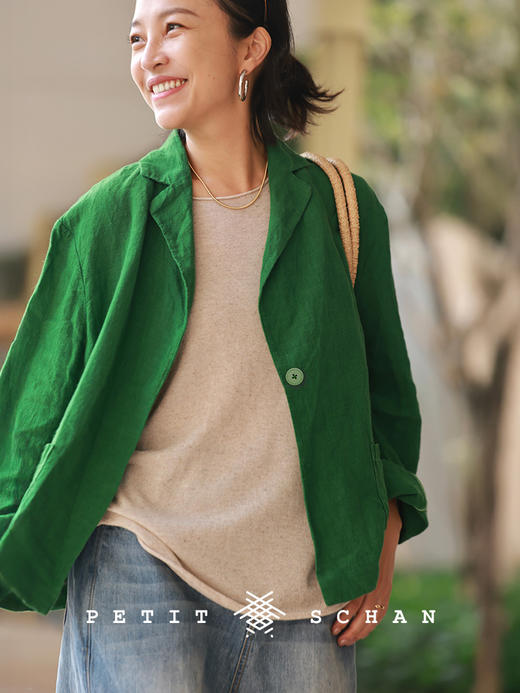 Petit Schan小闪 CLO#1088 Shaped by many strikes 多锤定音 纯亚麻成衣染色休闲西装外套 商品图0