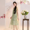 【柳色含烟】三彩2026夏季新款假两件连衣裙新中式A字裙C 商品缩略图1