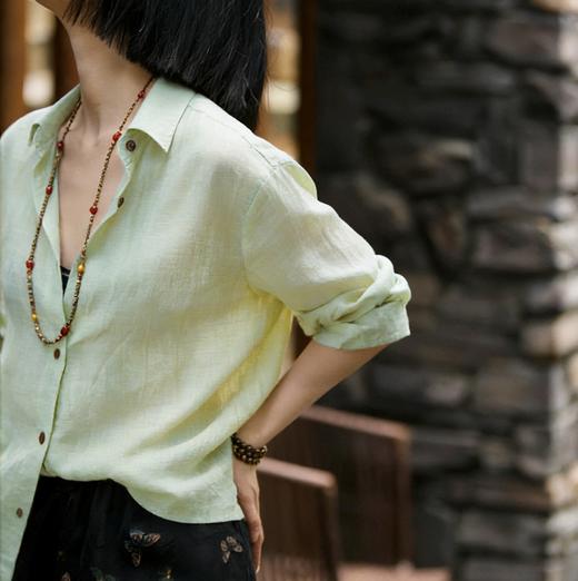 天丝亚麻长袖衬衫 明星同款垂坠感面料 慵懒轻奢风 商品图2