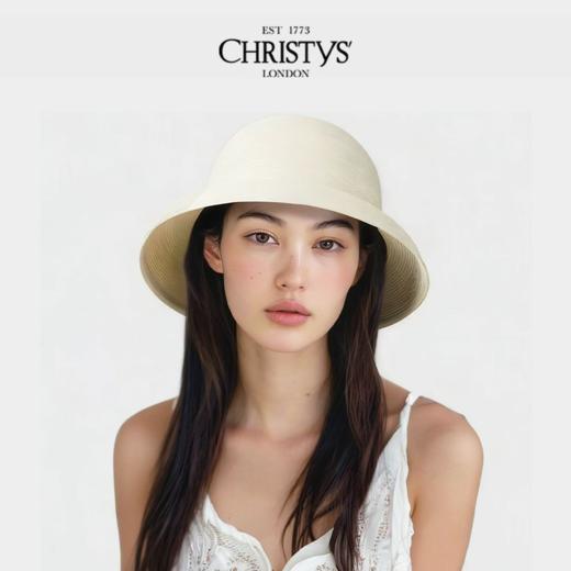 【2026新品】Christys'百年皇室品牌 天然草编织钟形草帽白 商品图0