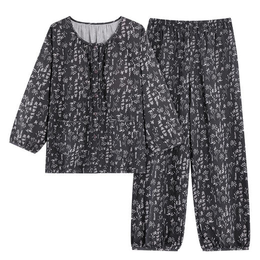 雀说 带胸垫睡衣女春夏云朵棉薄款七分袖九分裤家居服 商品图4