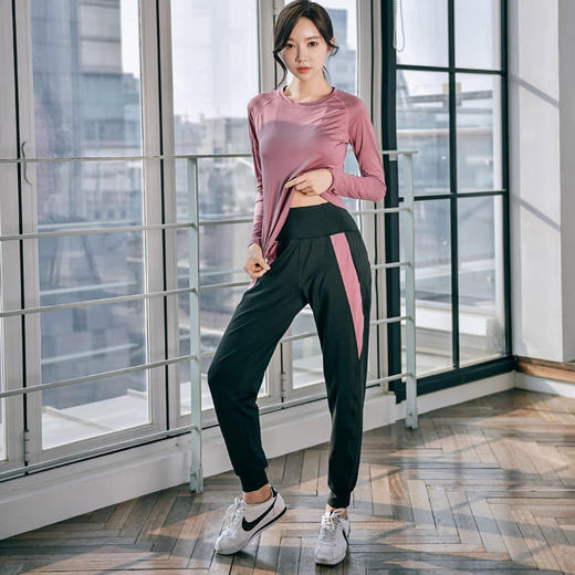 雀说 健身运动套装女宽松长袖二件套运动跑步套装 商品图0