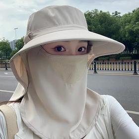 全方位防晒帽透气遮脸面罩护颈一体太阳帽防紫外线户外遮阳帽女夏