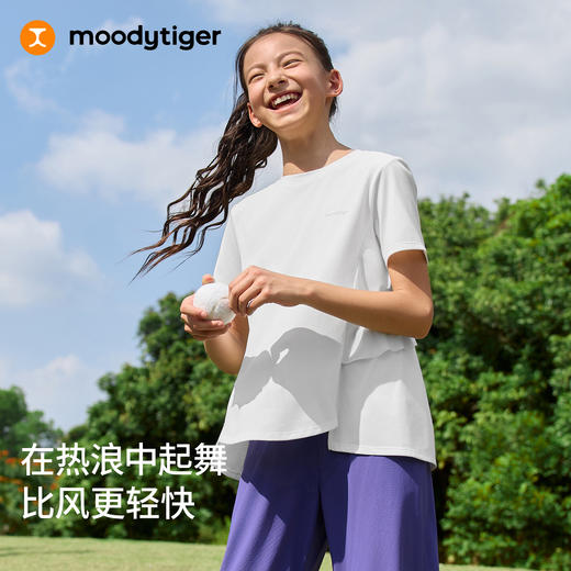 moodytiger女童花瓣短袖T恤夏季舒适透气导湿不闷汗62210115 商品图4
