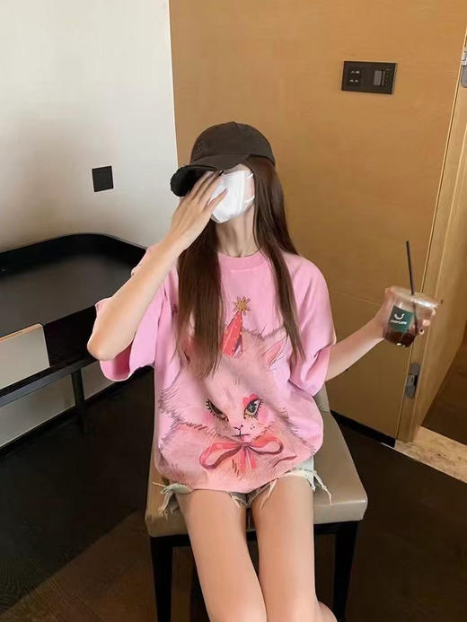 特价出！少量！售完无补！甜酷少女感！ADER猫咪印花宽松短袖T恤！ 商品图2