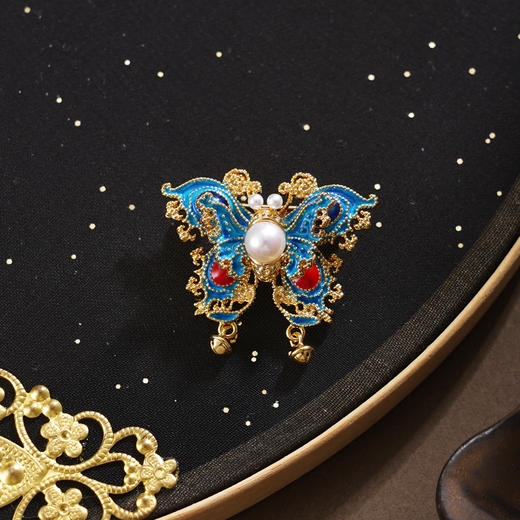 子佩集【蝶瑞呈祥】珍珠惜王妃胸针【XXXZ280】镀金珐琅彩蝴蝶2602 商品图0