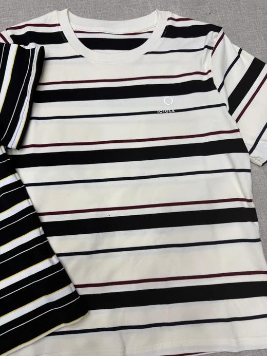 F033170春夏新款时尚百搭全棉高克重面料条对条设计短袖T恤 商品图1