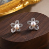 子佩集【花眠梦境】银S925珍珠惜王妃耳钉【E4945】双色五瓣花2602 商品缩略图0