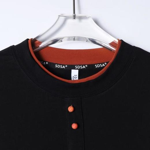 SDSA男装2026新款高贵轻奢潮牌撞色拼接假两件短袖T恤百搭时尚 商品图1