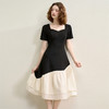 【限时秒杀】法式浪漫气质优雅撞色拼接针织裙女夏季短袖连衣裙LXD50681 商品缩略图0