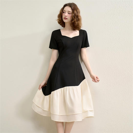 【限时秒杀】法式浪漫气质优雅撞色拼接针织裙女夏季短袖连衣裙LXD50681 商品图0