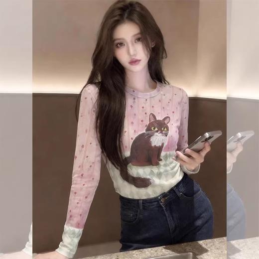 自带油画感的长袖 T 恤！童趣小马/猫咪印花 商品图6