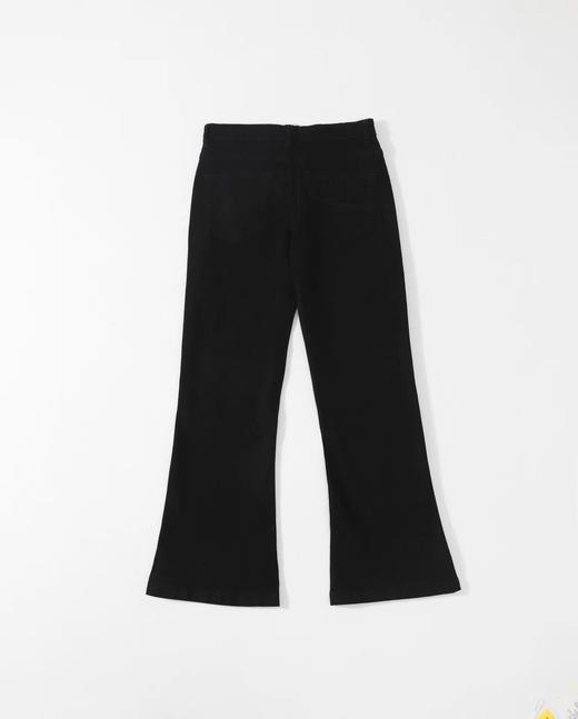 F033106夏季新款柔软亲肤水洗弹力弯刀微喇叭显瘦显高男女同款牛仔裤 商品图1