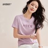 丝免烫抗皱80支长绒丝光棉丝滑凉感圆领短袖字母刺绣套头T恤 商品缩略图0