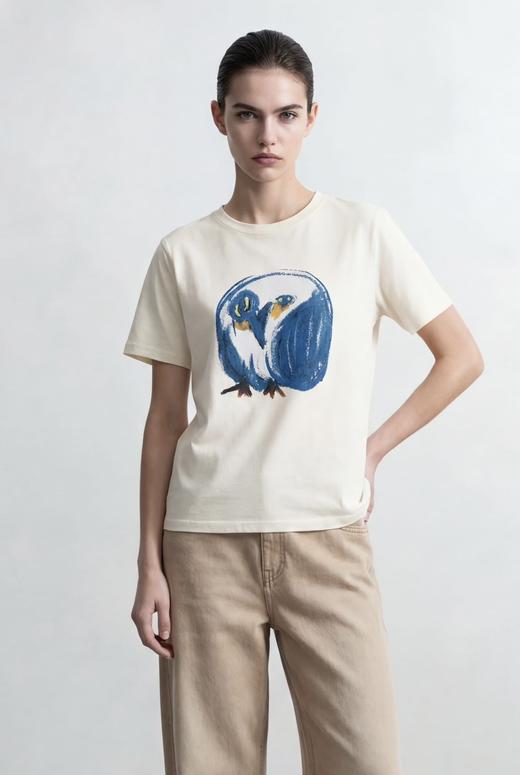 二店y 【XT6077】江南家！艺术涂鸦印花长绒棉圆领宽松T恤 商品图3