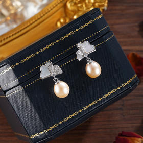 子佩集【幸好相遇】银S925珍珠惜王妃耳钉【E3913】双色银杏叶2602