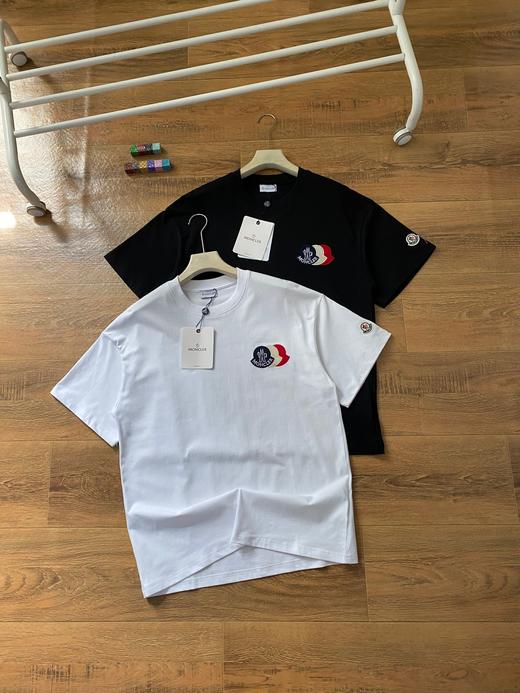 蒙口三色重叠刺绣纯棉260克圆领T恤 商品图2