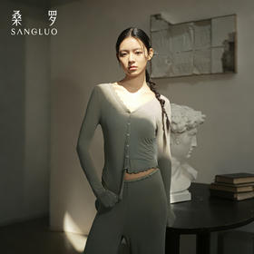 免穿文胸』桑罗羊绒针织套装裸感亲肤打底三件套女家居服秋冬外穿