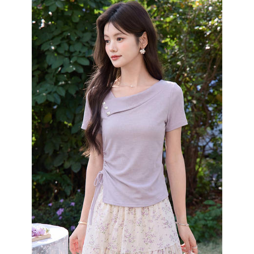 鹿向南【0402/20:00新品前1小时7折限量100件】紫色T恤 商品图1