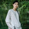 枯笔提花新中式衬衫 圆领中式右衽开襟  重工浮雕提花（3天发货） 商品缩略图2