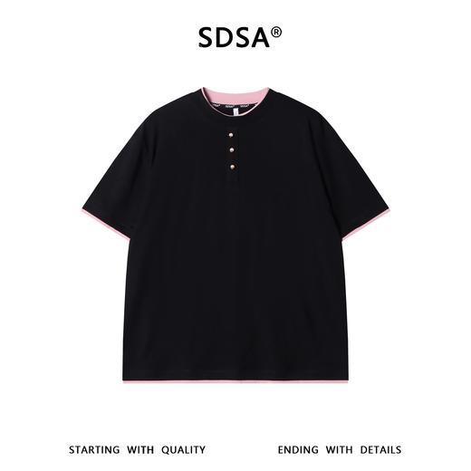 SDSA男装2026新款高贵轻奢潮牌撞色拼接假两件短袖T恤百搭时尚 商品图0