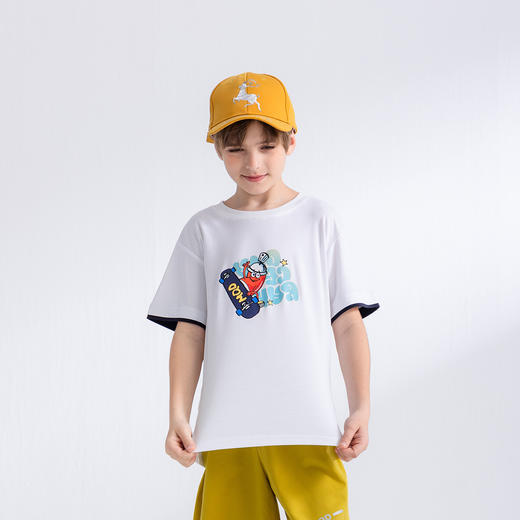 【MQD】童装男大童夏季新品儿童透气柔软棉运动上衣圆领宽松短袖T恤 商品图1