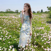 三彩独醒2026夏季新款荷叶边印花雪纺裙连衣裙度假风长裙F 商品缩略图1