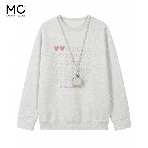 女装圆领爱心图案配小包卫衣-6201EW621201 商品图0