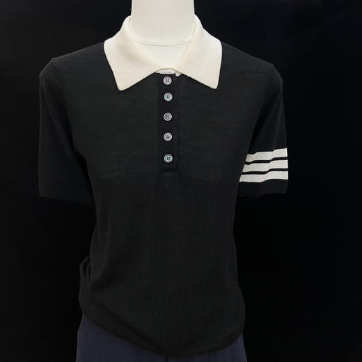 【诗页】羊 毛+桑 蚕丝Polo领短袖上衣SYM25073 商品图1
