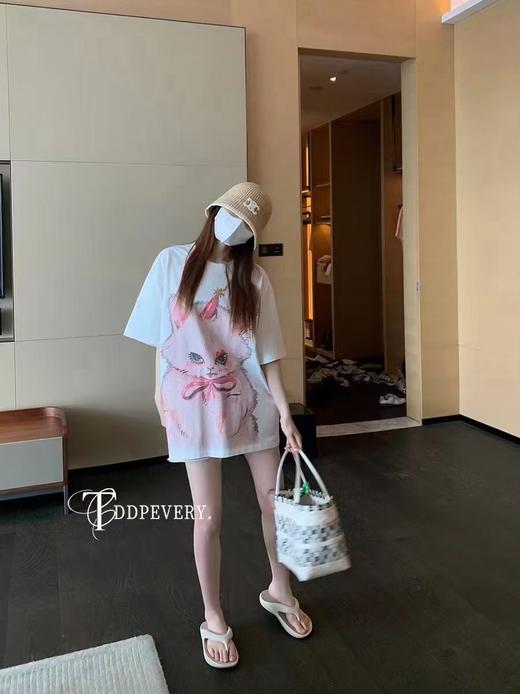 特价出！少量！售完无补！甜酷少女感！ADER猫咪印花宽松短袖T恤！ 商品图9